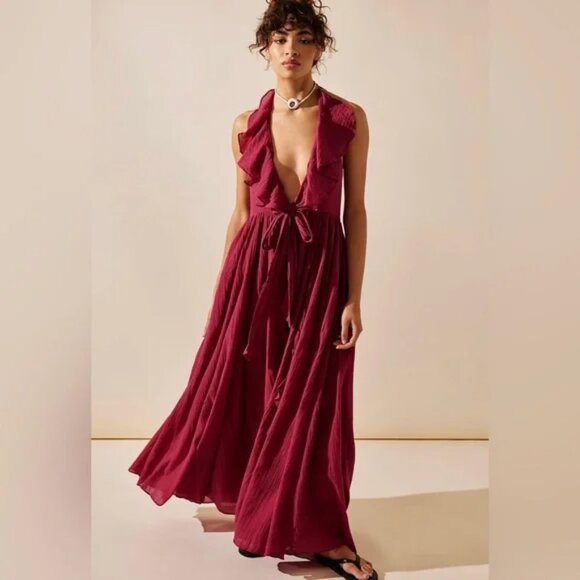 Free People Dresses & Skirts - 05 Free People Conchita Low-Back Maxi in Cha Cha Cherry